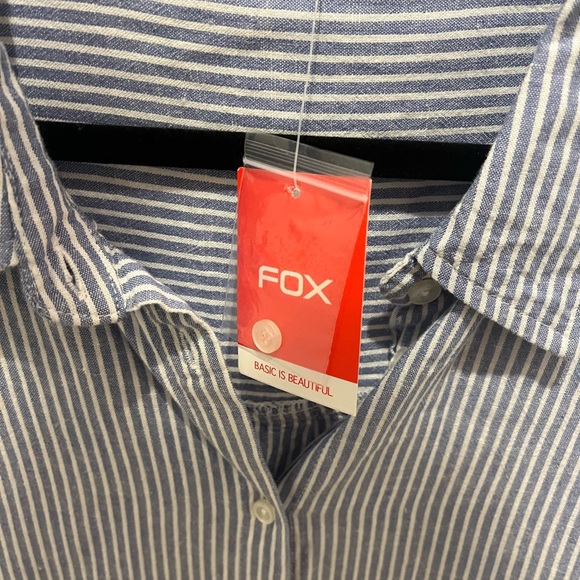 Striped blue and white women’s blouse linen blend - Picture 3 of 10